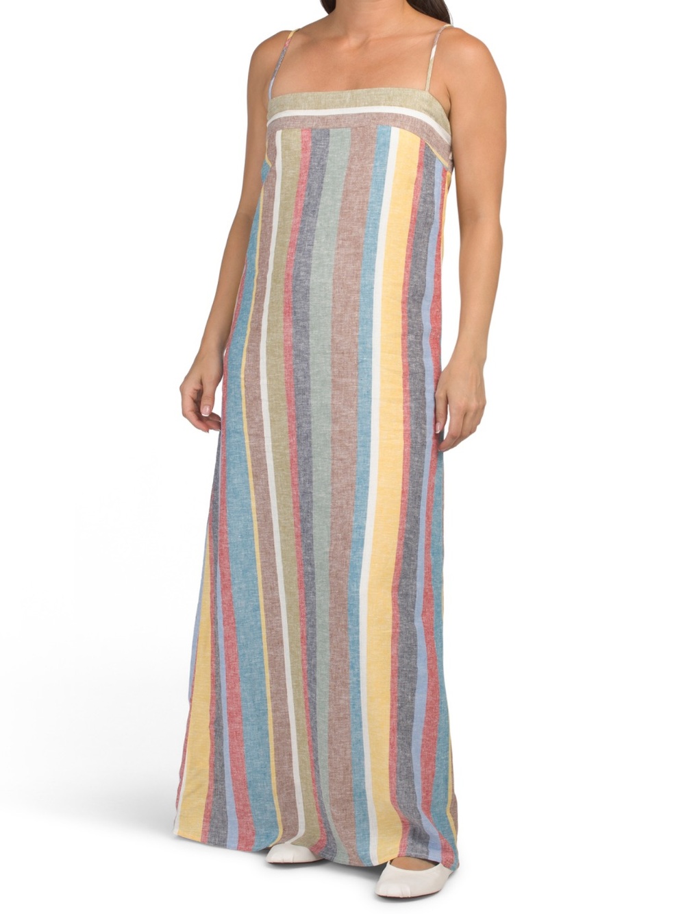 Magaschoni Linen-Blend Spaghetti Strap Maxi Dress, - Picture 3 of 12